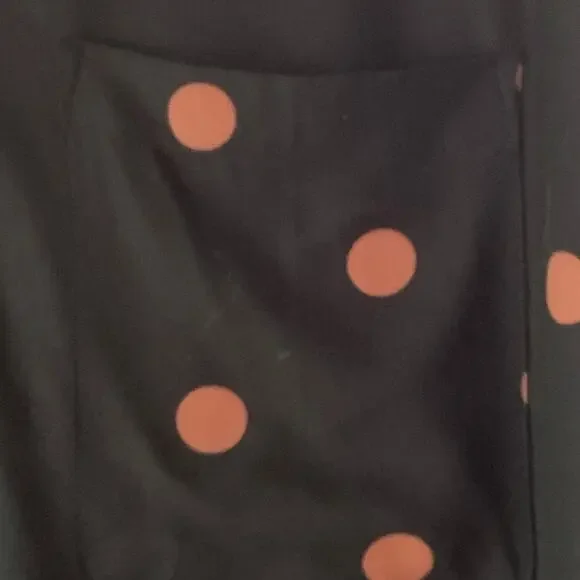 Loft Black with Tan Polka Dots Long Sleeve Collared Blouse Oversized Small - Picture 8 of 10